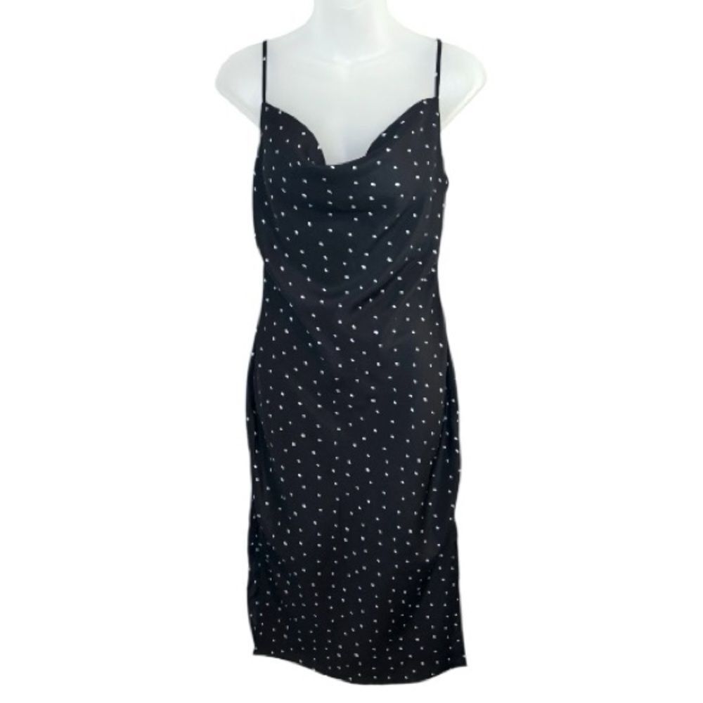 Nasty Gal Black Polka Dot Midi Dress Size 6